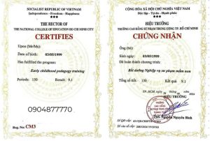 Chứng chỉ nghiệp vụ sư phạm mầm non