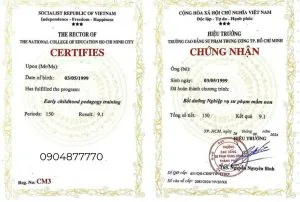 Chứng chỉ nghiệp vụ sư phạm mầm non