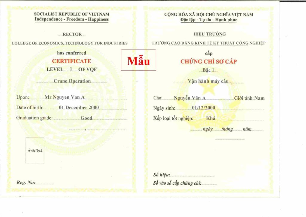 Chứng chỉ vận hành máy cẩu