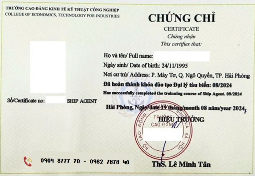 Chứng chỉ đại lý tàu biển