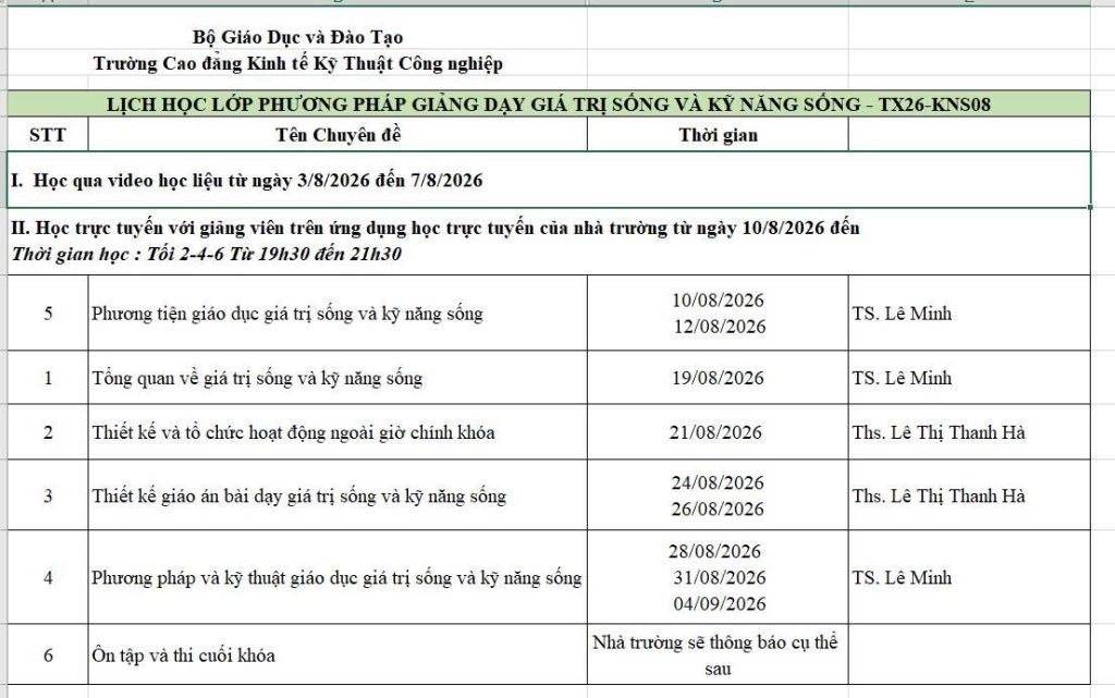 Khóa Học Kỹ Năng Sống Và Giá Trị Sống 2026